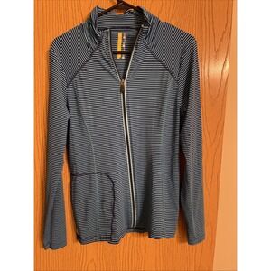 Women's Lole Jacket Zip Up Athlesiure Yoga Size Large Blue Stripes